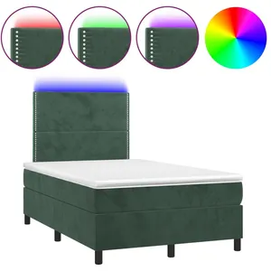 vidaXL Sommier à lattes de lit matelas et LED Vert foncé 120x200 cm pas cher