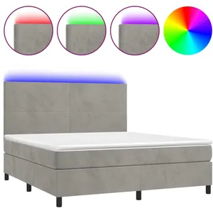 vidaXL Sommier à lattes de lit avec matelas LED Gris clair 160x200 cm pas cher