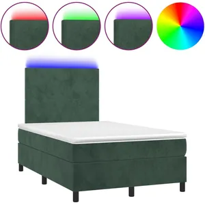 vidaXL Sommier à lattes de lit avec matelas LED Vert foncé 120x200 cm pas cher