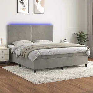 vidaXL Sommier à lattes de lit avec matelas LED Gris clair 180x200 cm pas cher