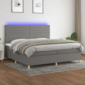 vidaXL Sommier à lattes de lit et matelas et LED Gris foncé 200x200 cm pas cher