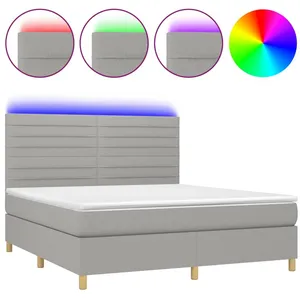 vidaXL Sommier à lattes de lit matelas et LED Gris clair 160x200 cm pas cher