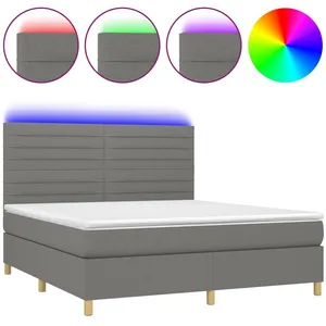 vidaXL Sommier à lattes de lit et matelas et LED Gris foncé 160x200 cm pas cher