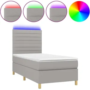 vidaXL Sommier à lattes de lit et matelas et LED Gris clair 90x190 cm pas cher