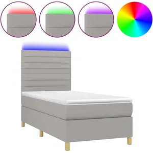 vidaXL Sommier à lattes de lit et matelas et LED Gris clair 90x200cm pas cher