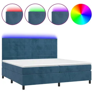 vidaXL Sommier à lattes de lit matelas LED Bleu foncé 200x200 cm pas cher