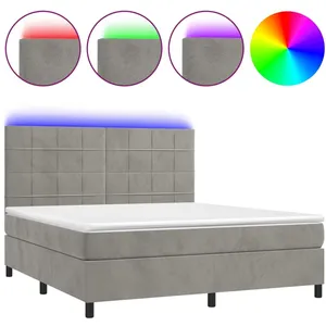 vidaXL Sommier à lattes de lit matelas et LED Gris clair 160x200 cm pas cher
