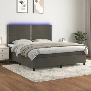 vidaXL Sommier à lattes de lit matelas et LED Gris foncé 180x200 cm pas cher