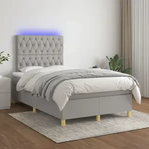 vidaXL Sommier à lattes de lit matelas et LED Gris clair 120x200 cm pas cher