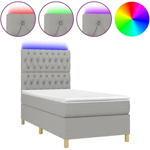 vidaXL Sommier à lattes de lit et matelas et LED Gris clair 90x200cm pas cher