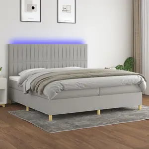 vidaXL Sommier à lattes de lit matelas et LED Gris clair 200x200 cm