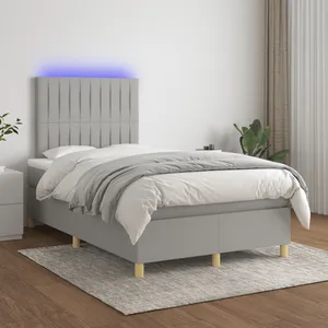 vidaXL Sommier à lattes de lit matelas LED Gris clair 120x200 cm Tissu pas cher