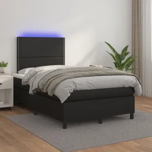 vidaXL Sommier à lattes de lit avec matelas et LED Noir 120x200 cm pas cher