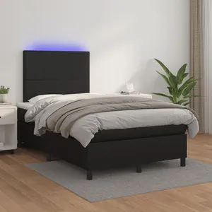 vidaXL Sommier à lattes de lit avec matelas et LED Noir 120x200 cm pas cher