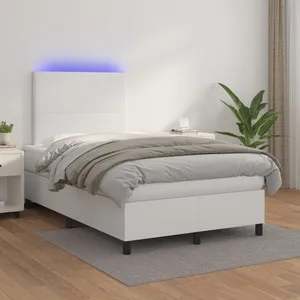 vidaXL Sommier à lattes de lit avec matelas et LED Blanc 120x200 cm pas cher