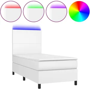 vidaXL Sommier à lattes de lit avec matelas et LED Blanc 90x190 cm pas cher