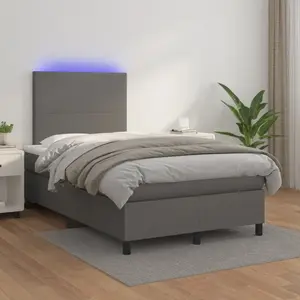 vidaXL Sommier à lattes de lit avec matelas et LED Gris 120x200 cm pas cher