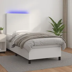 vidaXL Sommier à lattes de lit avec matelas et LED Blanc 80x200 cm pas cher