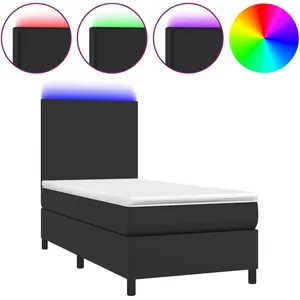 vidaXL Sommier à lattes de lit avec matelas et LED Noir 90x190 cm pas cher