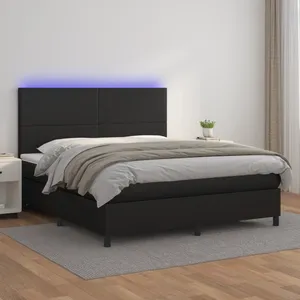 vidaXL Sommier à lattes de lit avec matelas et LED Noir 160x200 cm pas cher