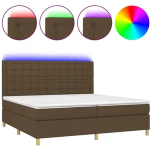 vidaXL Sommier à lattes de lit matelas et LED Marron foncé 200x200 cm pas cher