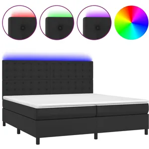 vidaXL Sommier à lattes de lit avec matelas et LED Noir 200x200 cm pas cher