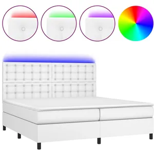 vidaXL Sommier à lattes de lit avec matelas et LED Blanc 200x200 cm pas cher