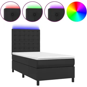 vidaXL Sommier à lattes de lit avec matelas et LED Noir 80x200 cm pas cher