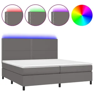 Comparateur de prix : vidaXL Sommier à lattes de lit avec matelas et LED Gris 200x200 cm