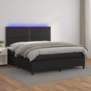 vidaXL Sommier à lattes de lit avec matelas et LED Noir 180x200 cm pas cher