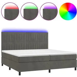 vidaXL Sommier à lattes de lit matelas et LED Gris foncé 200x200 cm pas cher