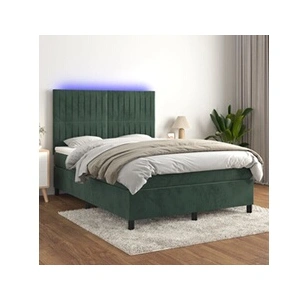 Comparateur de prix : vidaXL Sommier à lattes de lit avec matelas LED Vert foncé 140x190 cm
