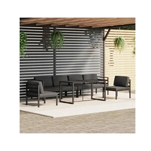 vidaXL Salon de jardin 7 pcs avec coussins Aluminium Anthracite pas cher