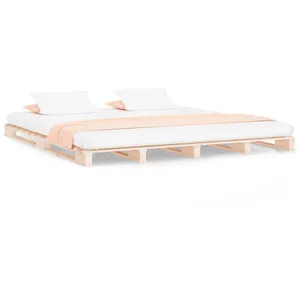 Vidaxl - Lit de palette 200x200 cm bois de pin massif Natural pas cher