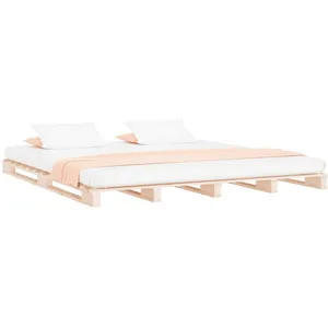 Lit de palette 140x200 cm bois de pin massif Vidaxl Natural pas cher