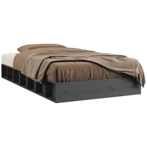 vidaXL Cadre de lit Gris 75x190 cm Petit simple Bois massif pas cher