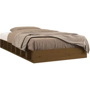 vidaXL Cadre de lit Marron miel 75x190 cm Petit simple Bois massif pas cher