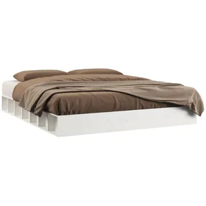 vidaXL Cadre de lit Blanc 120x200 cm Bois massif pas cher