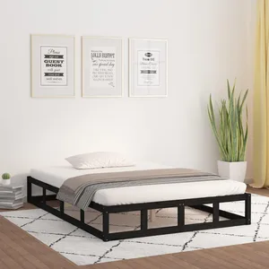 vidaXL Cadre de lit Noir 160x200 cm Bois massif pas cher