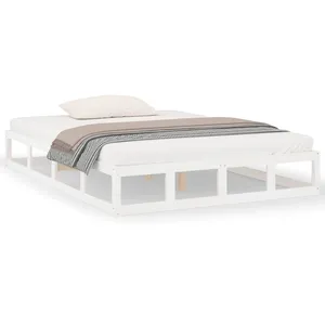 vidaXL Cadre de lit Blanc 120x200 cm Bois massif pas cher