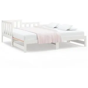 vidaXL Lit coulissant Blanc 2x(90x190) cm Bois de pin massif pas cher