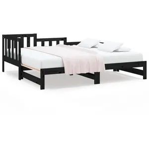 vidaXL Lit coulissant Noir 2x(80x200) cm Bois de pin massif pas cher
