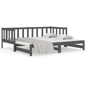 vidaXL Lit coulissant Gris 2x(90x190) cm Bois de pin massif pas cher