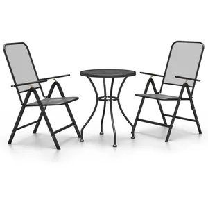 vidaXL Ensemble à manger de jardin 3 pcs Maille Métal Anthracite