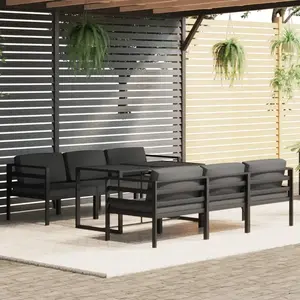 Comparateur de prix : vidaXL Salon de jardin 7 pcs avec coussins Aluminium Anthracite