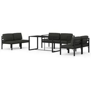 Comparateur de prix : vidaXL Salon de jardin 7 pcs avec coussins Aluminium Anthracite