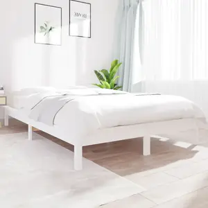 vidaXL Cadre de lit blanc 140x200 cm bois de pin massif pas cher