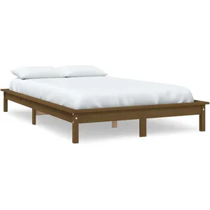 vidaXL Cadre de lit Marron miel 140x190 cm Bois de pin massif pas cher