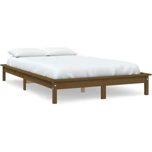 vidaXL Cadre de lit Marron miel 200x200 cm Bois de pin massif pas cher