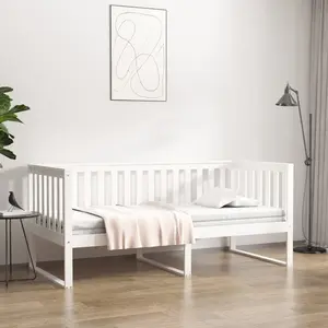 vidaXL Lit de jour bois massif 90x200 cm Blanc pas cher